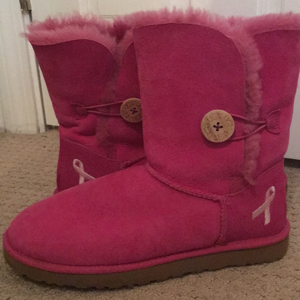 Pink Bailey Button Ugg Boots